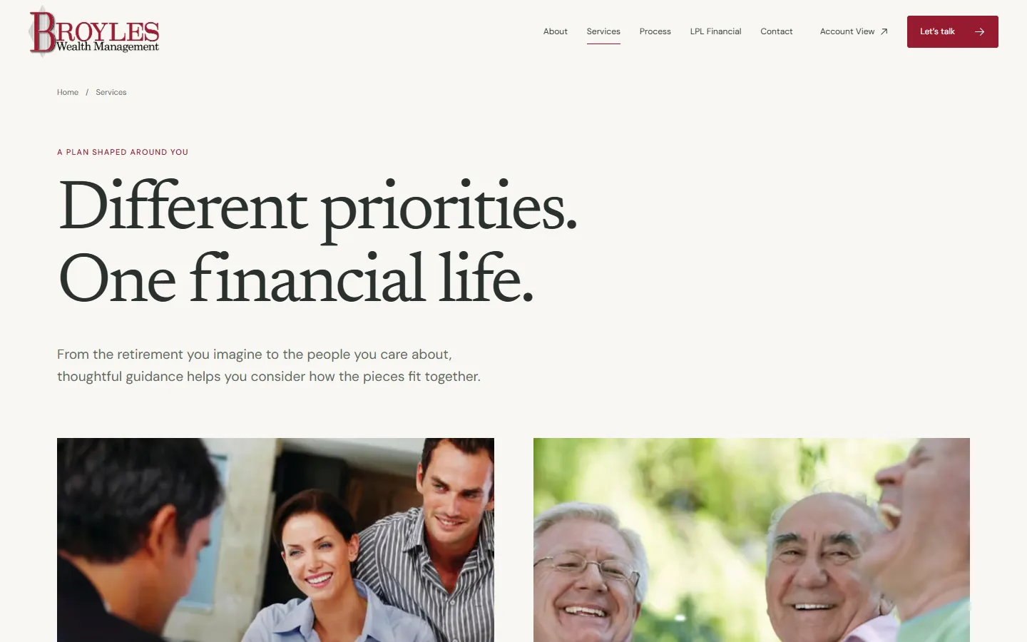Broyles Wealth Management (concept) — Services page