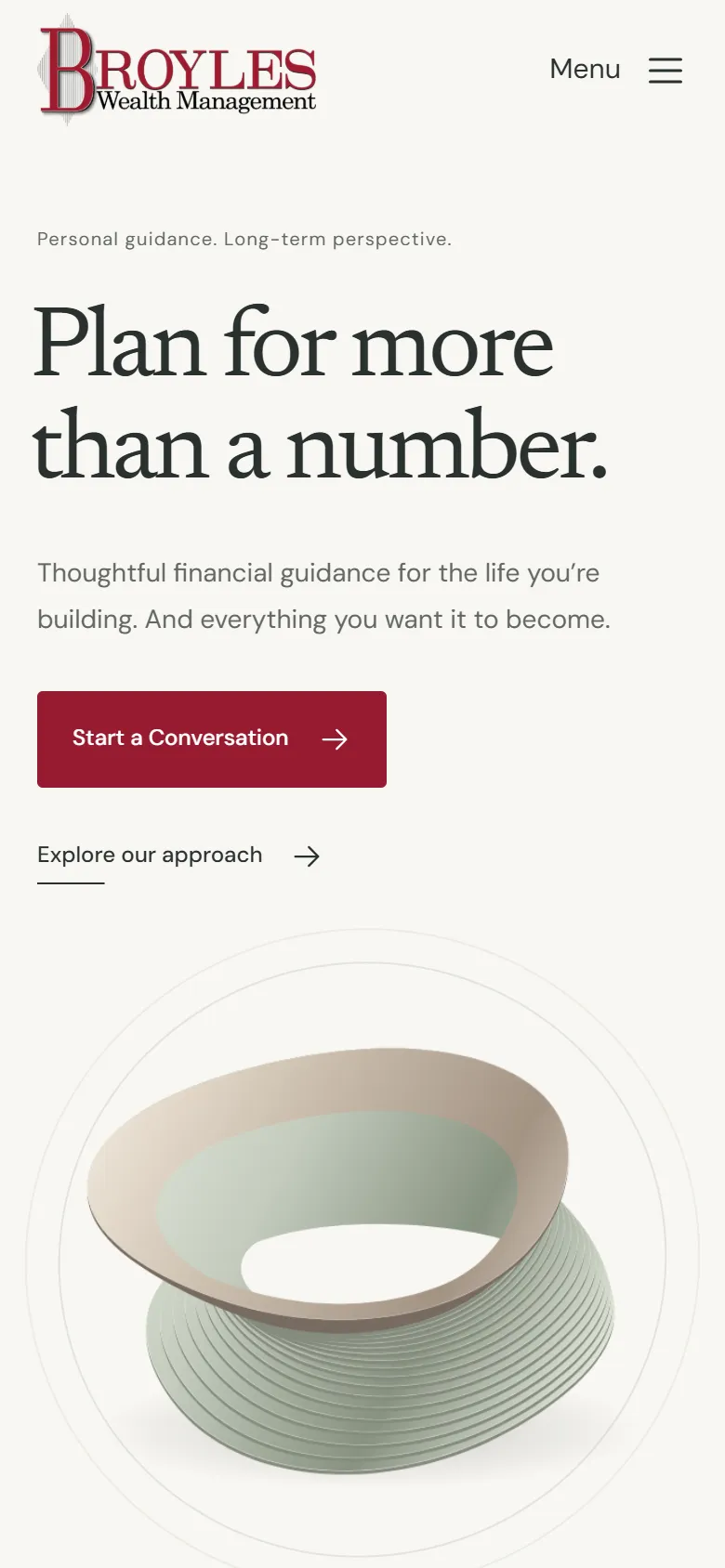 Broyles Wealth Management (concept) homepage on mobile