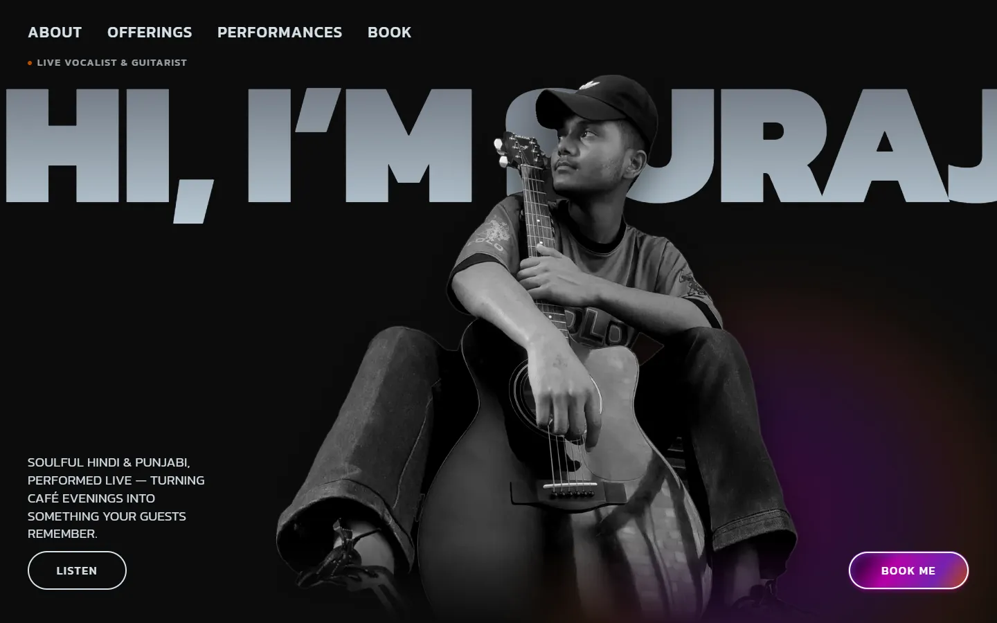 Suraj Sings website — desktop homepage