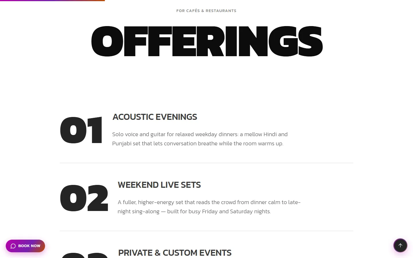 Suraj Sings — Offerings page